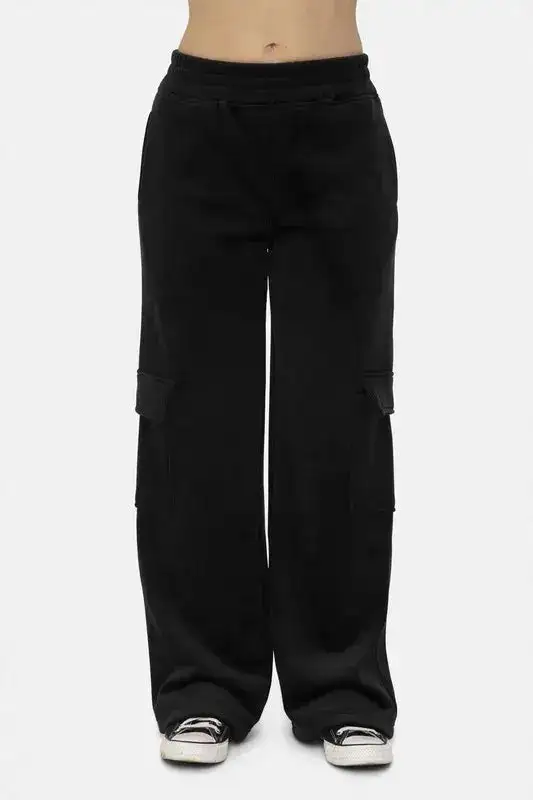 Corduroy Cargo Pants - Elastic Waist Comfy - Casual