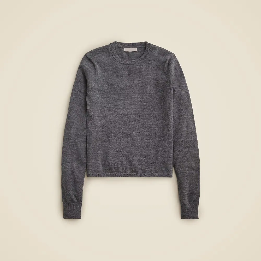 Ribbed Cashmere Solid Color Short Crew Neck Sweater