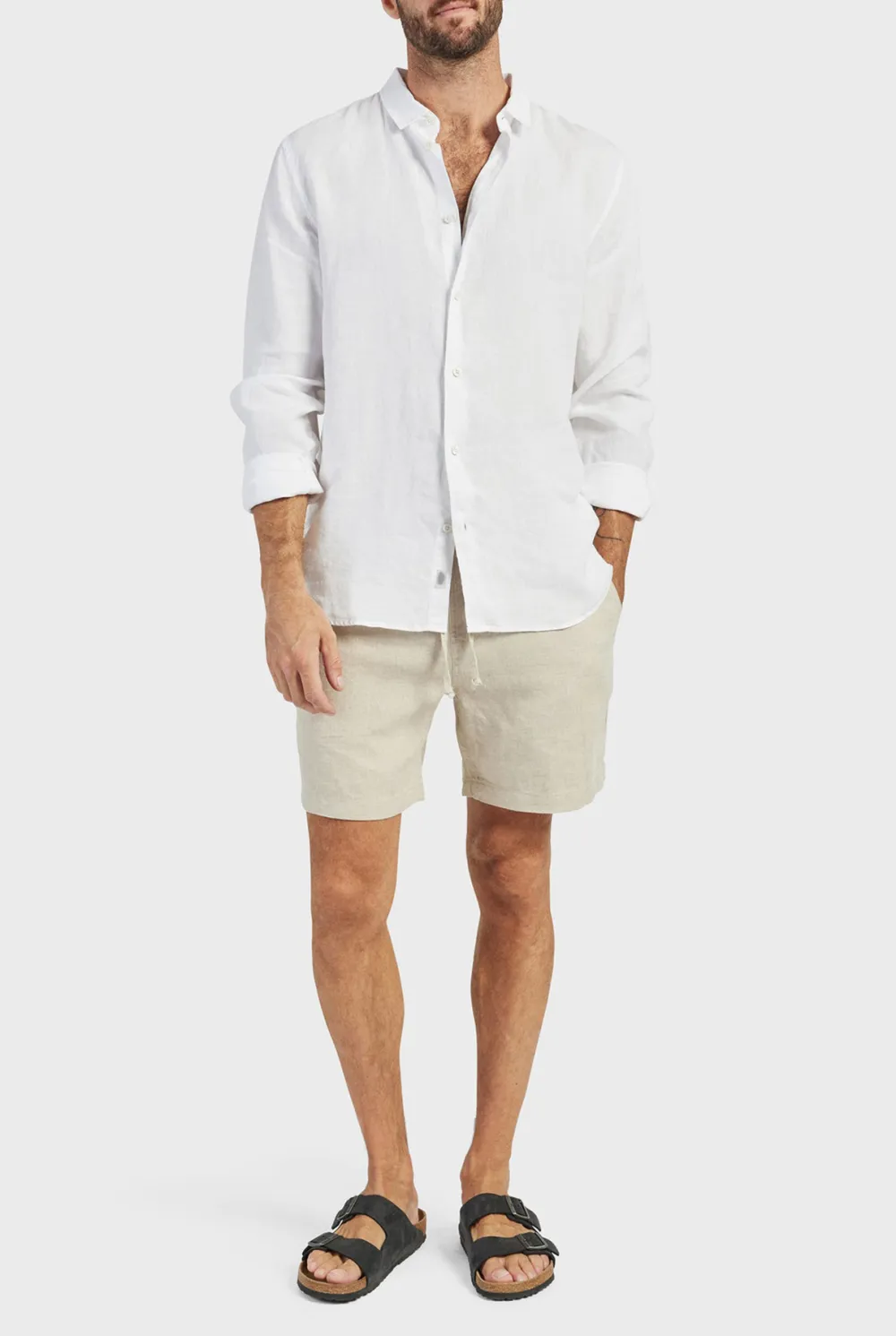 Navy Linen Shorts