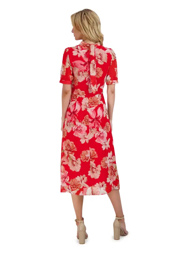 Balloon Sleeve Mock Neck Dress