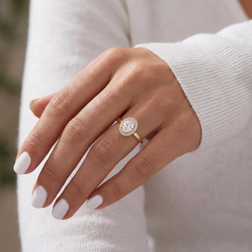 Cubic Zirconia Oval Halo Ring