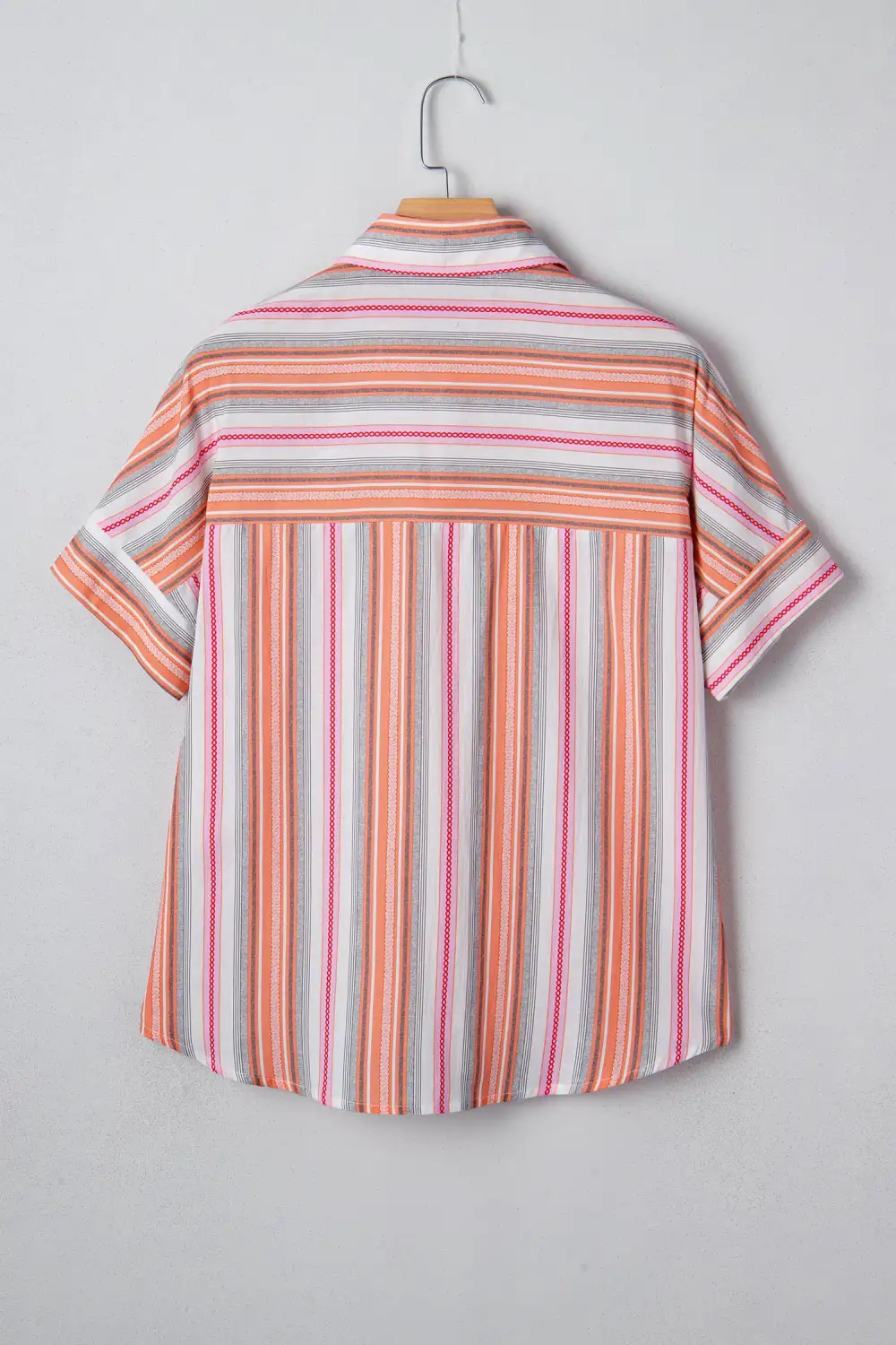 Pink Stripe Button Up Short Sleeve Shirt