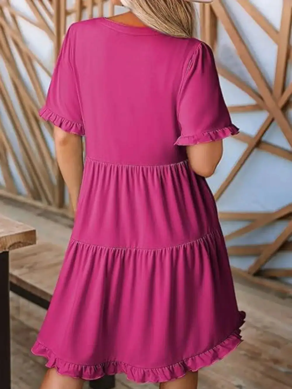 Short Sleeve Tiered Mini Dress