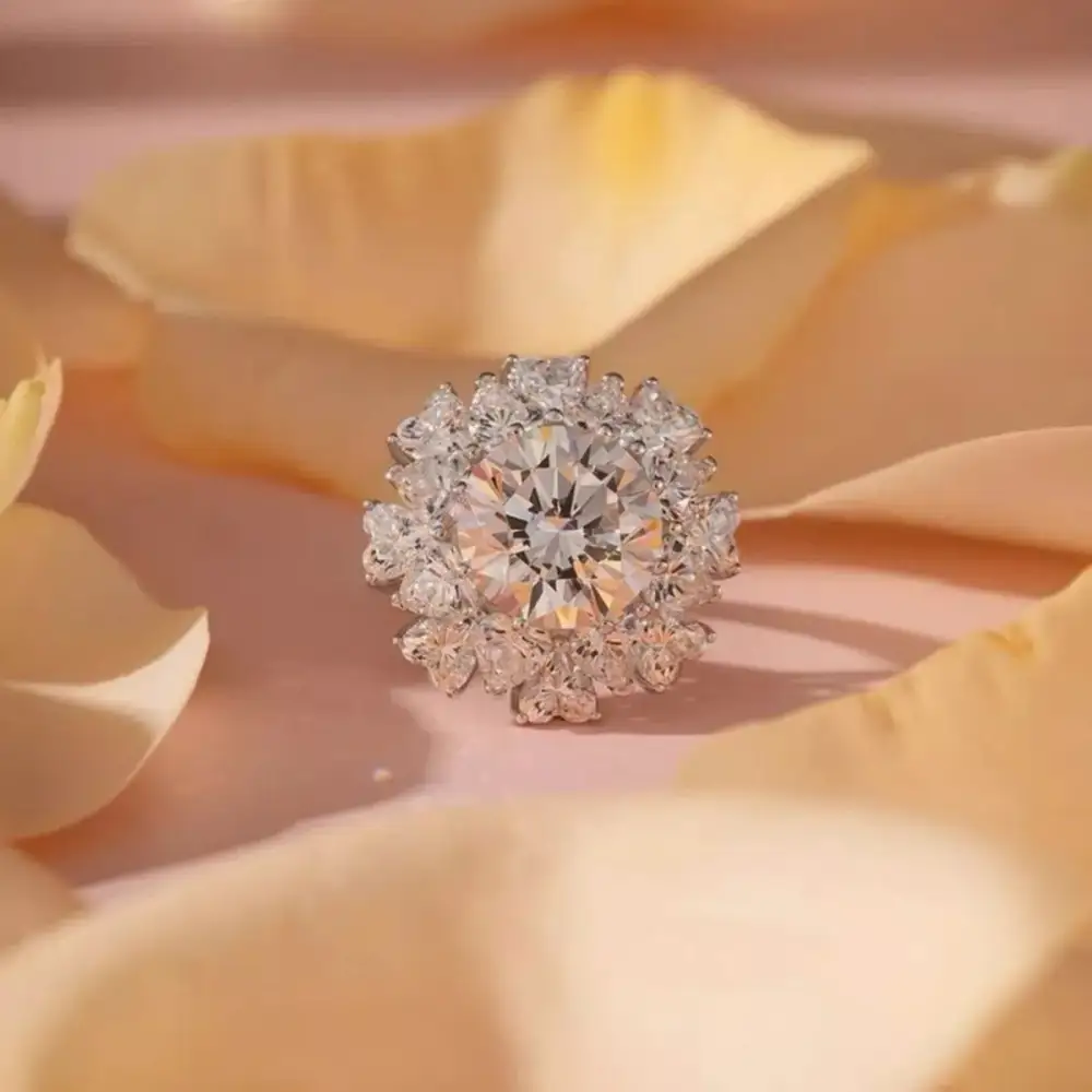 Elegant Sparkle Sterling Silver Moissanite Ring