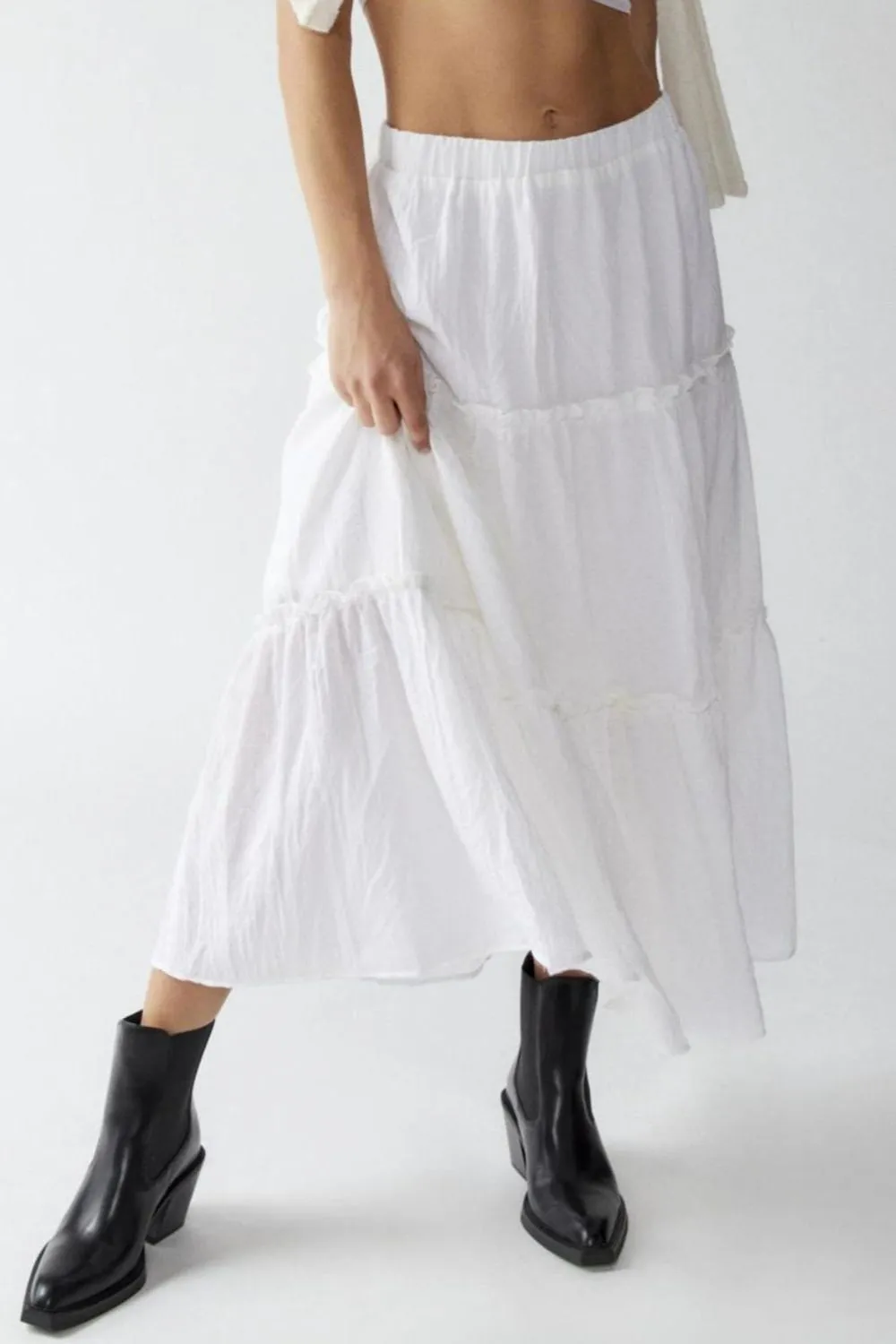 Cotton Blend Frill Skirt