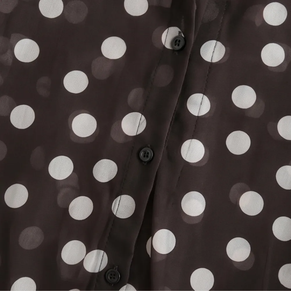 Satin Polka Dot Button Blouse