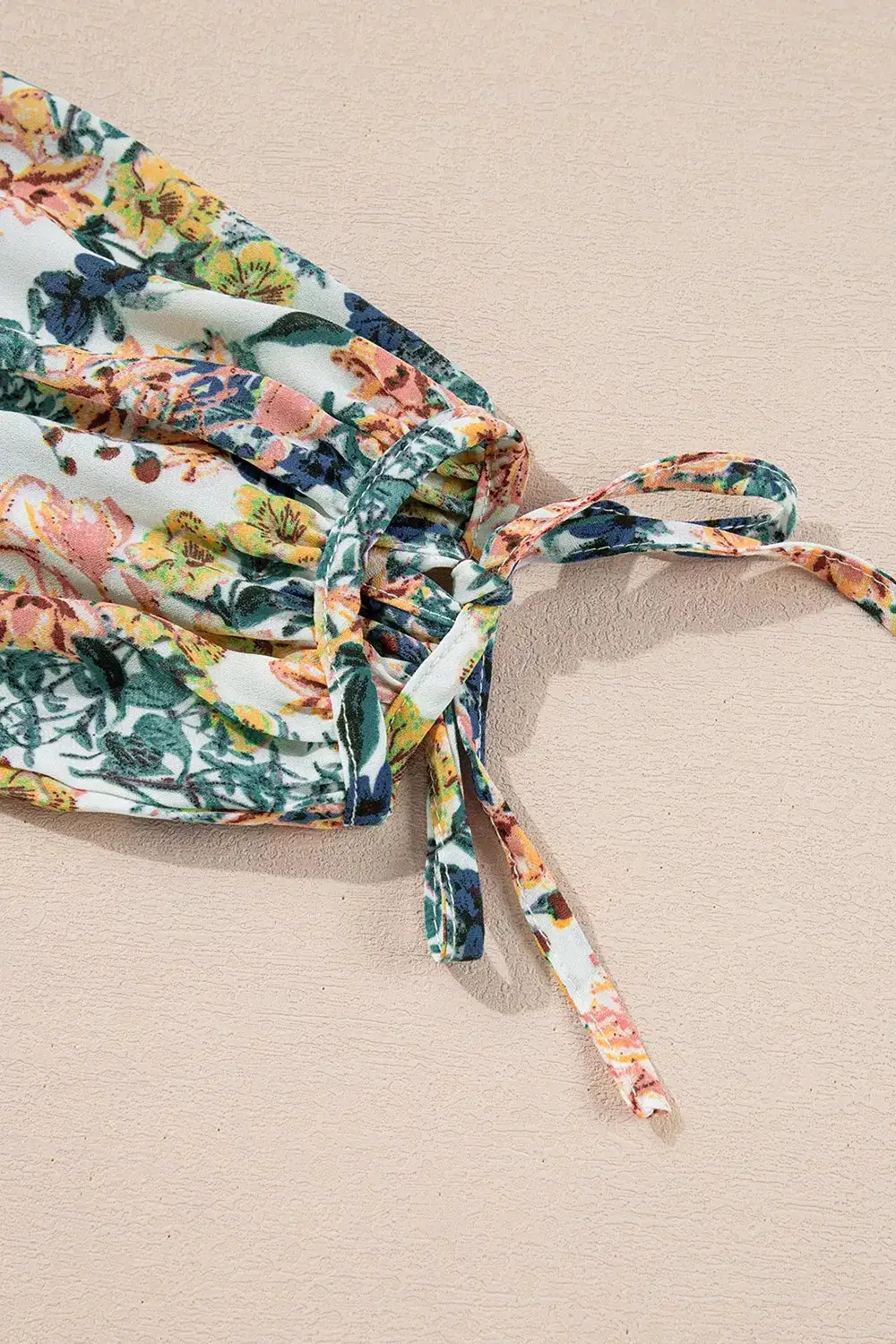 Gathered Detail Floral Printed Ruffle Mini Dress