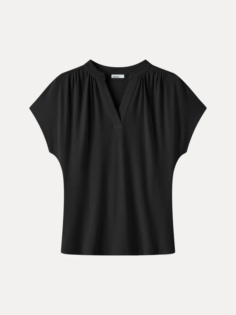 Collared V-Neck Short Sleeve Top