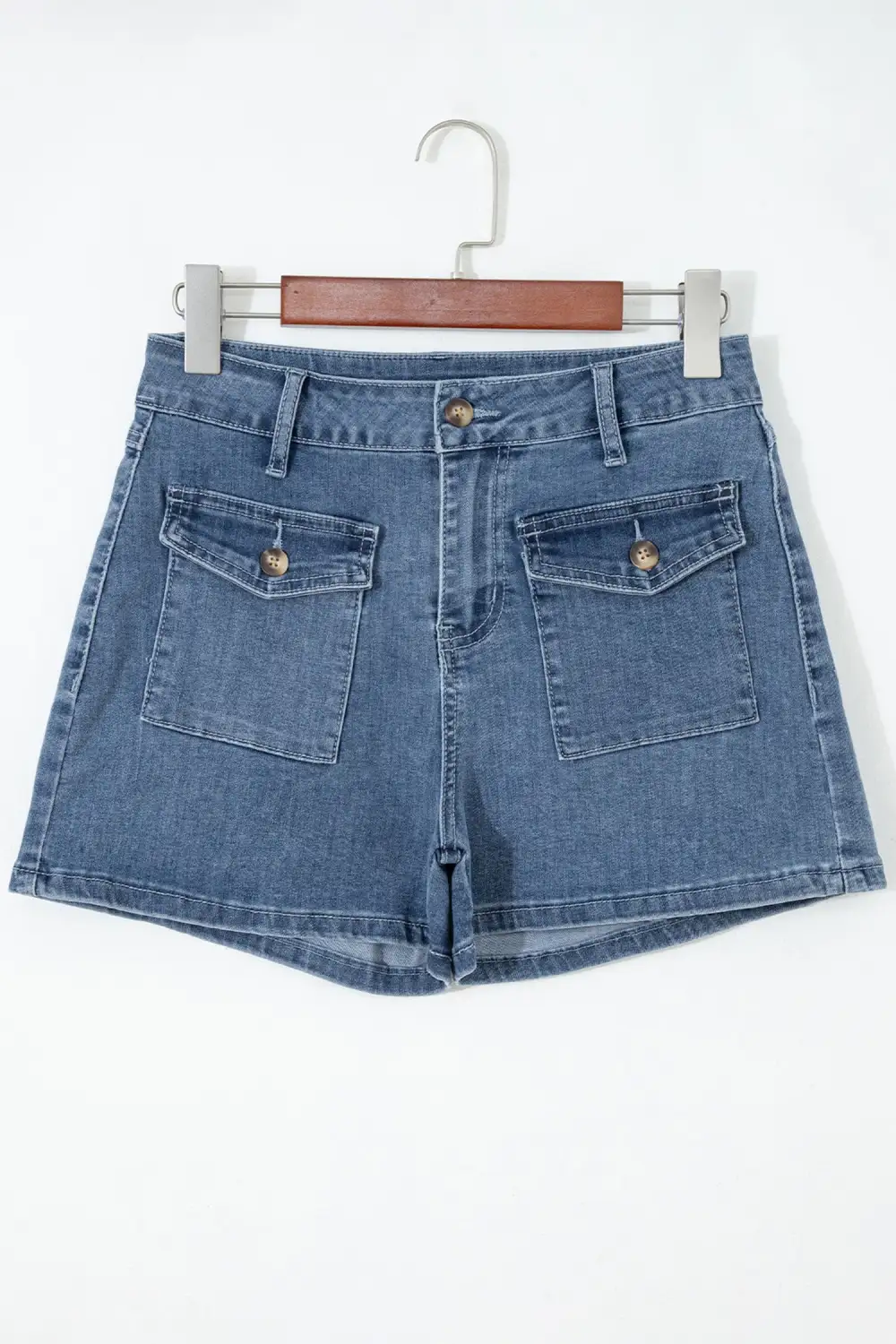High Waist Pocketed Utility Shorts