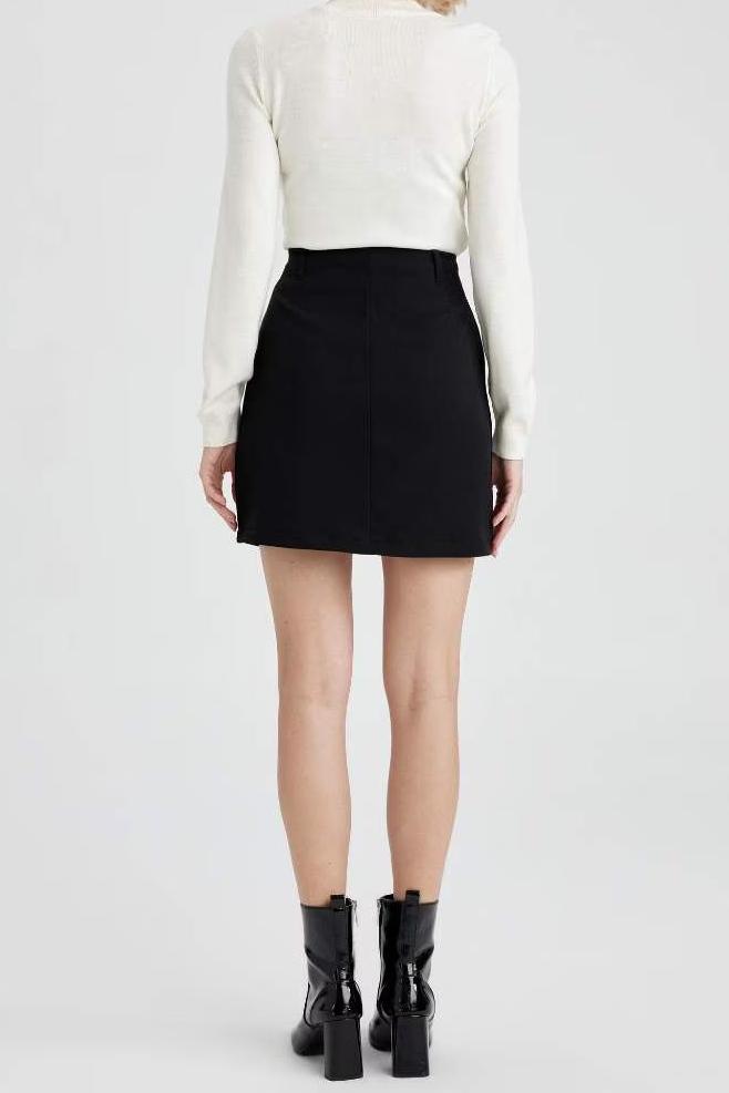 A-Line Normal Waist Lined Mini Skirt