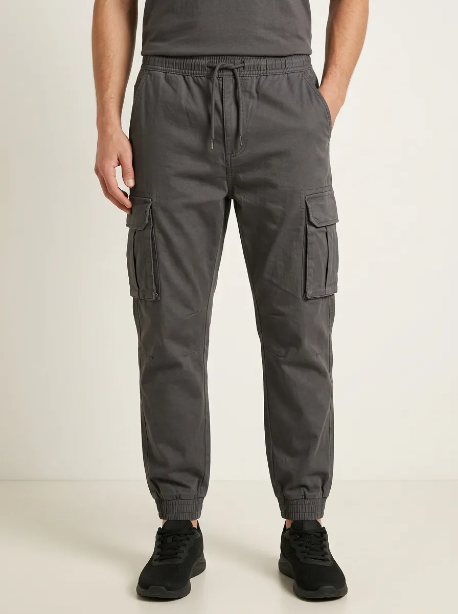 Tactical-Inspired Multi-Pocket Elastic-Waist Men's Cargo Pants