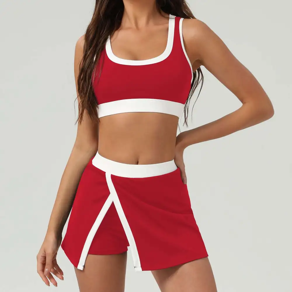 Contrast-Trim Quick-Dry Bra, Skort and Shorts Active Set