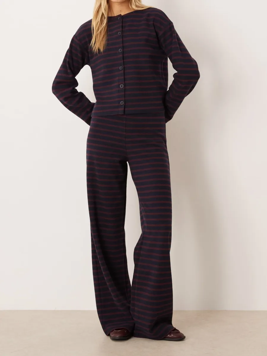 Stripe Wide-Leg Pants