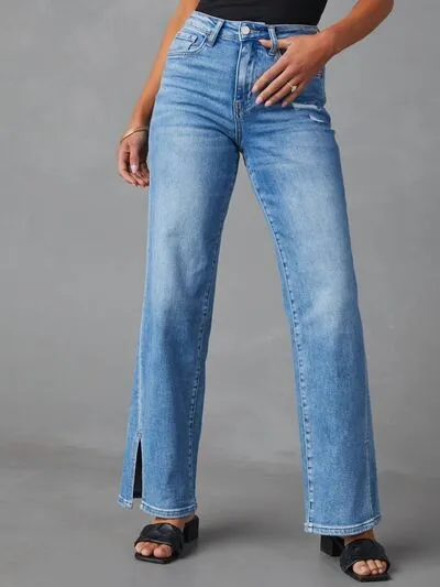 Modern Pocketed Slit Denim Jeans