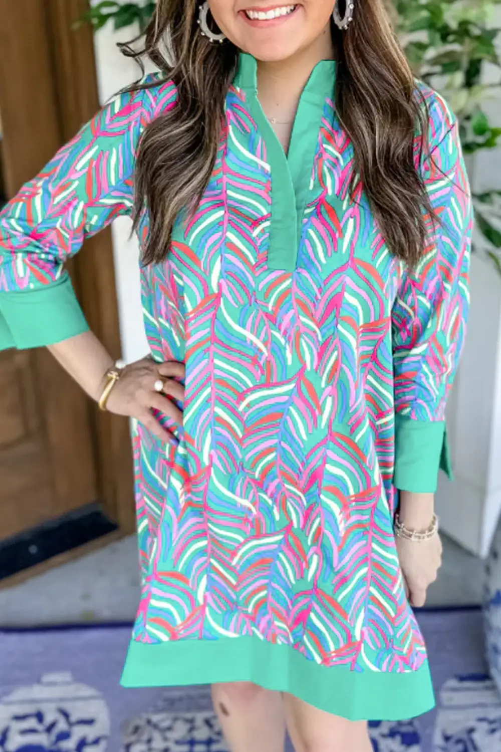 Abstract Print Shift Mini Dress