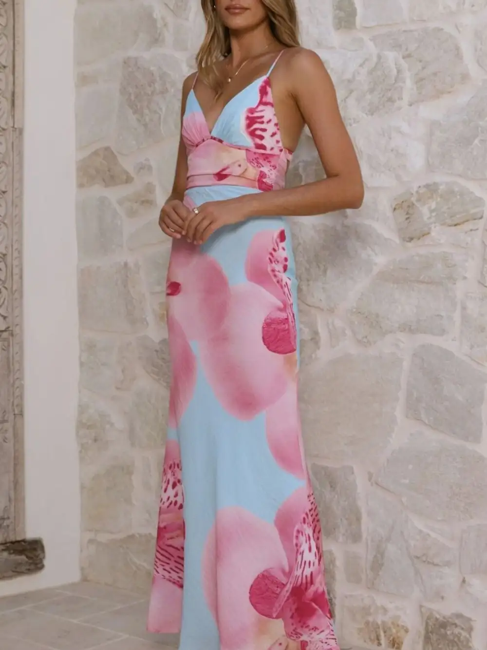Sleeveless Floral Printed Midi Dress