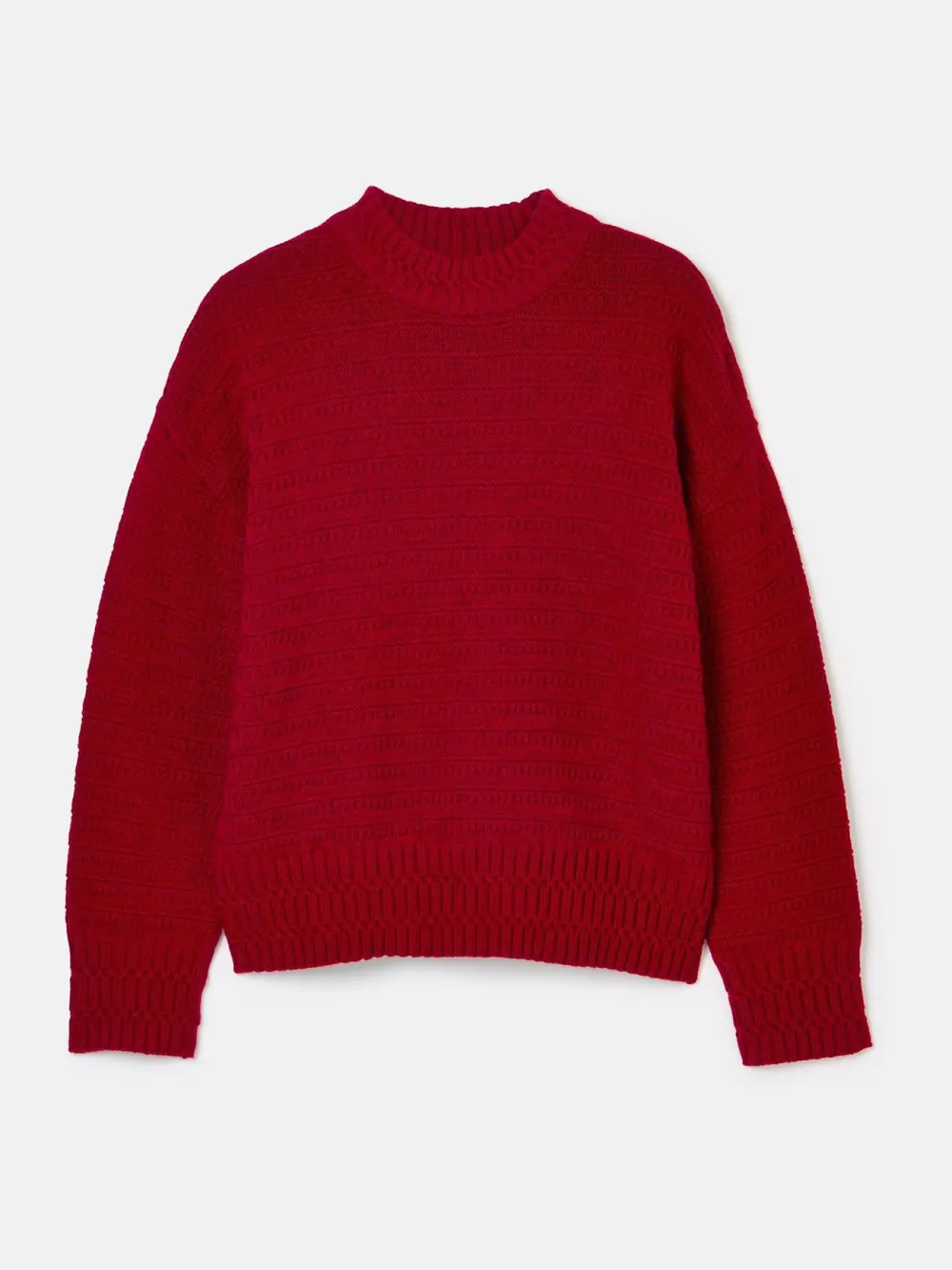 Cream Crew Neck Textured Jumper Contains Merino Wool