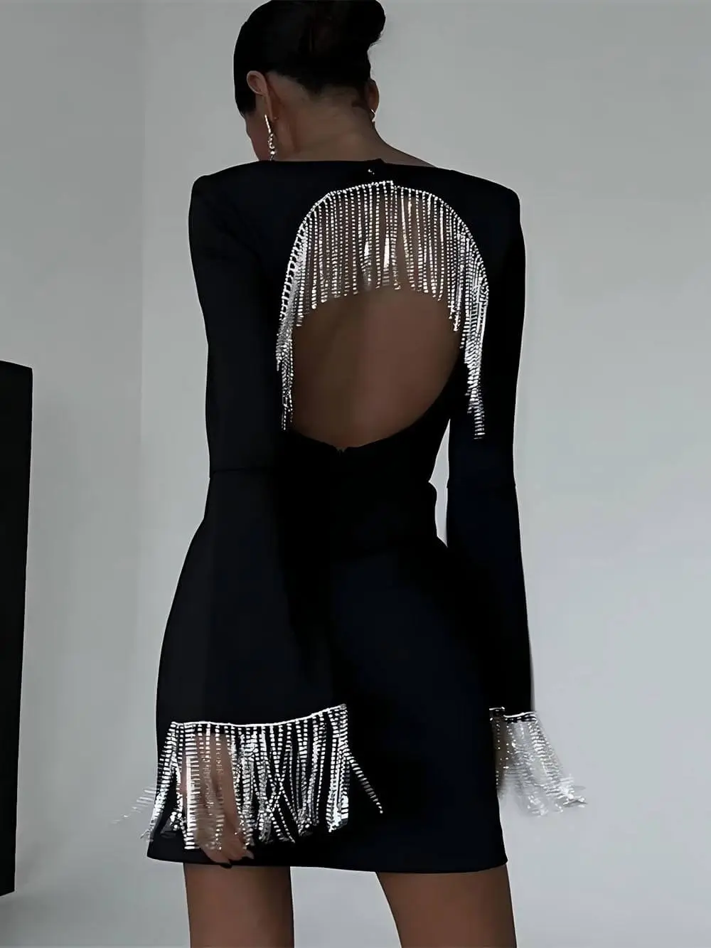 Party Time Imitation Diamond Chain Mini Dress