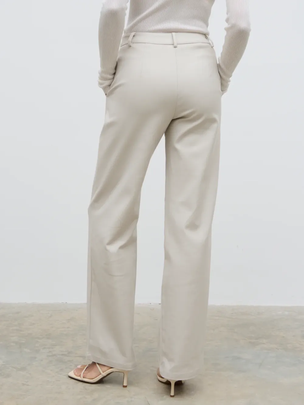 Wide-Leg Front Pleat Trousers
