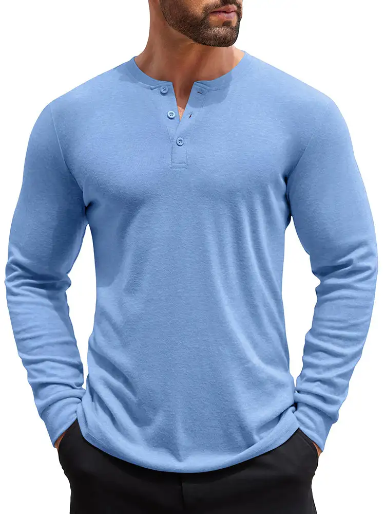 Fashion Lightweight Pullover Henley Shirt Hoodie