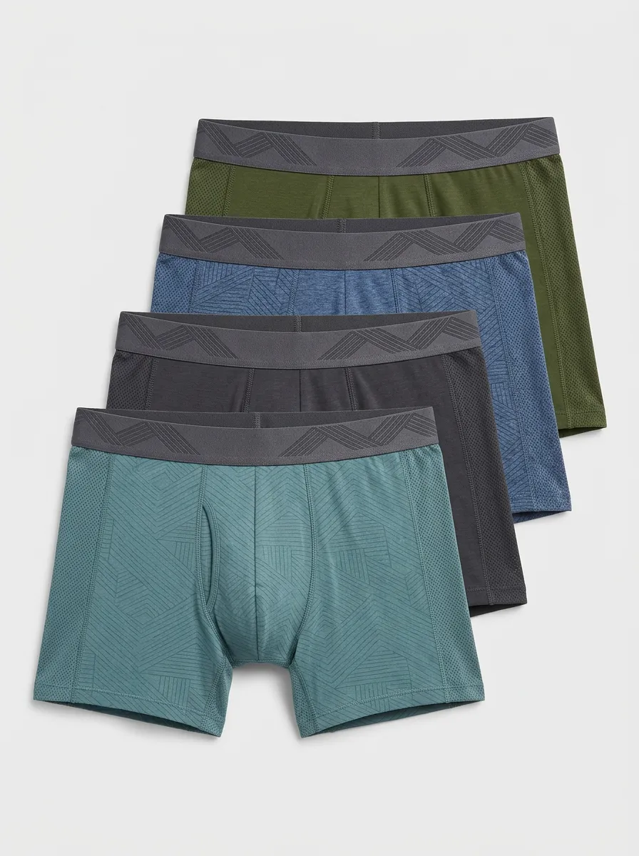 Signature Geometric Everyday Look Men' Four Pack Boxer Briefs