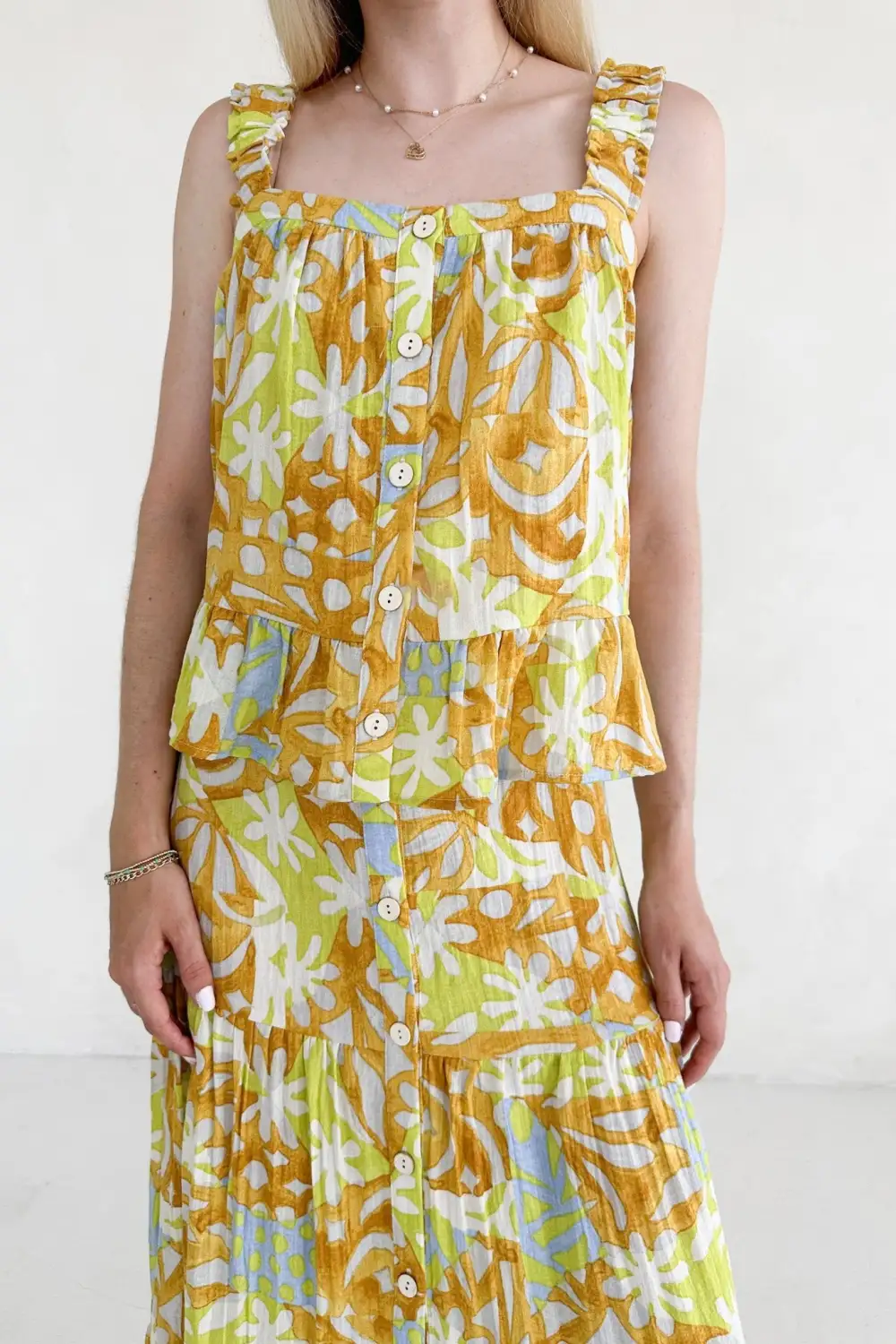Smooth Printed Ruffle Top