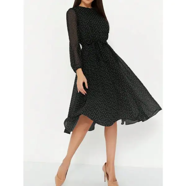 Polka Dot Long Sleeve Midi Dress