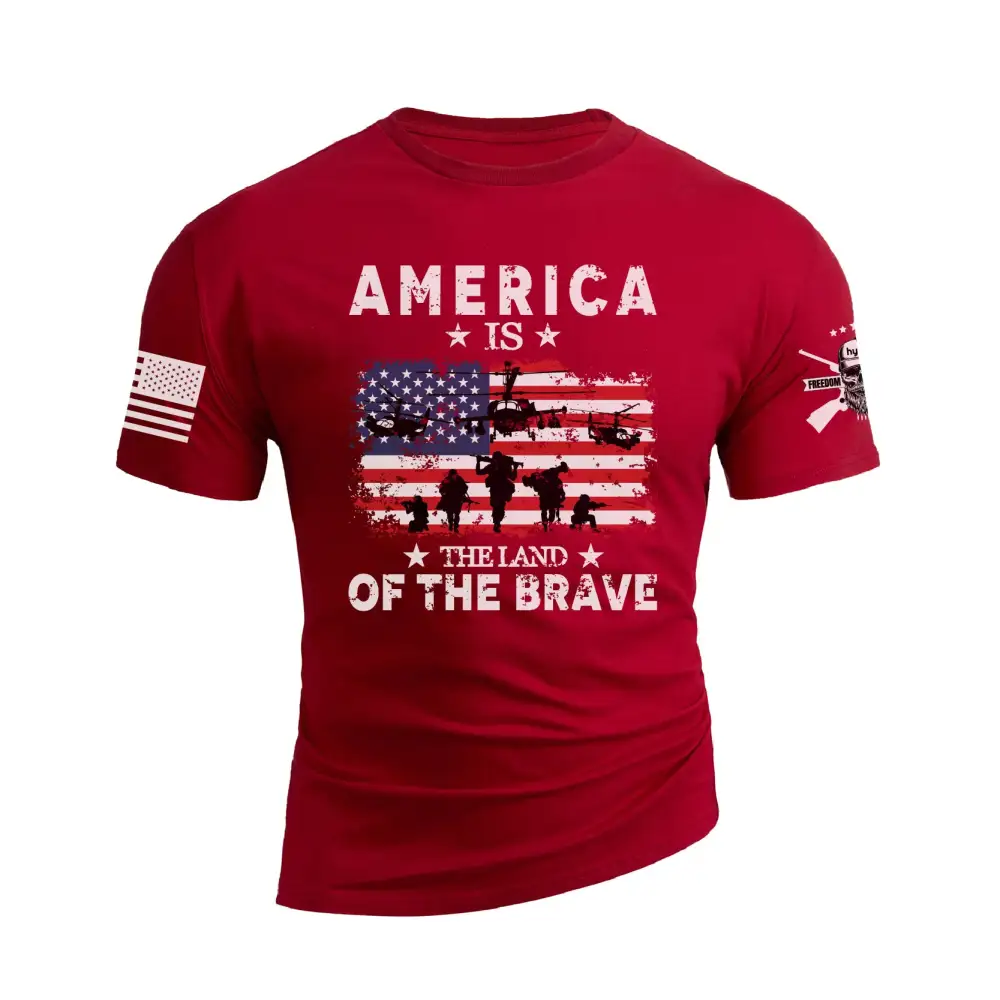 AMERICA IS THE LAND OF THE BRAVE GRAPHIC TEE