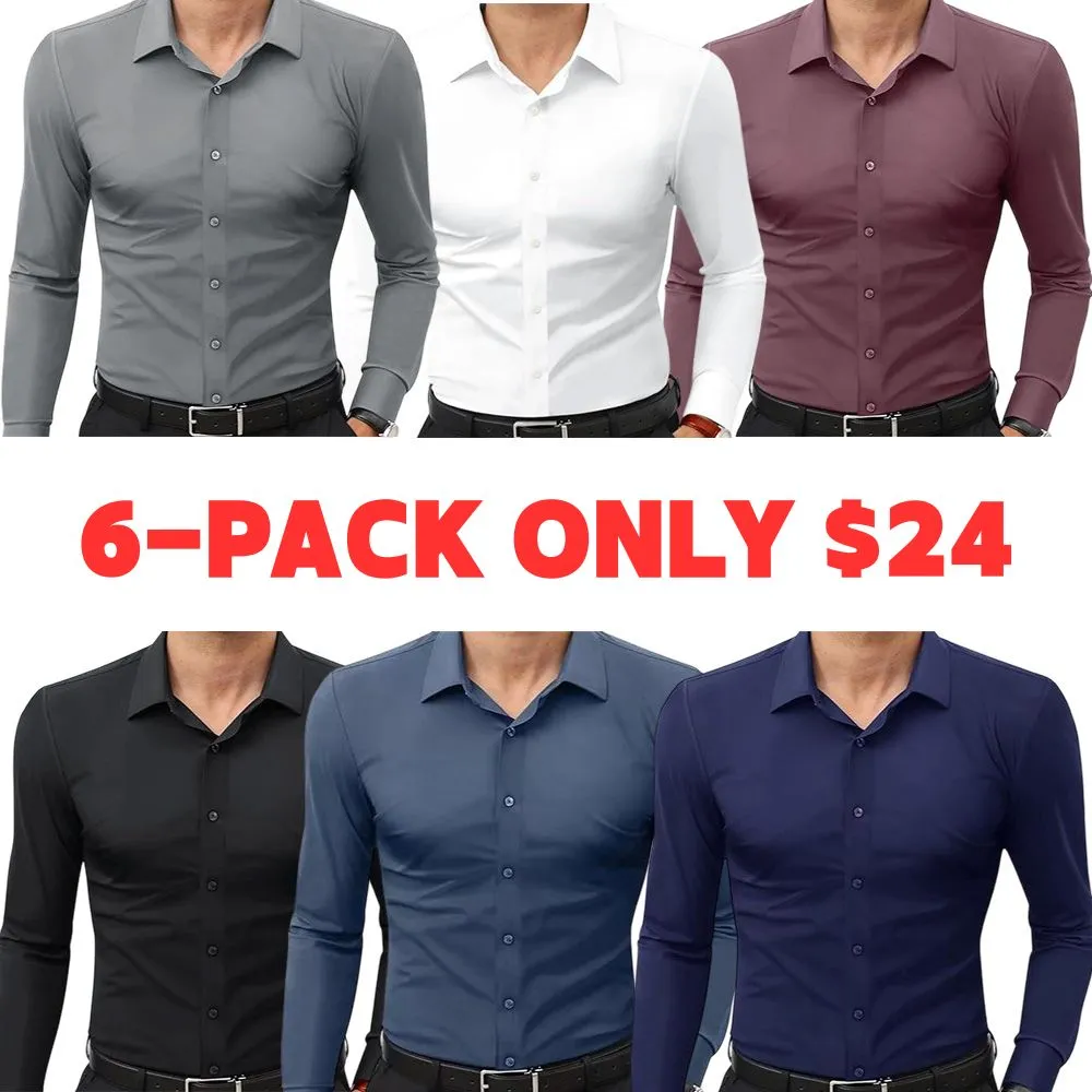 Men‘s Dress Shirts 16-Way Stretch Slim Fit Long Sleeve Button Down Shirts Wrinkle Free Traveler Shirts