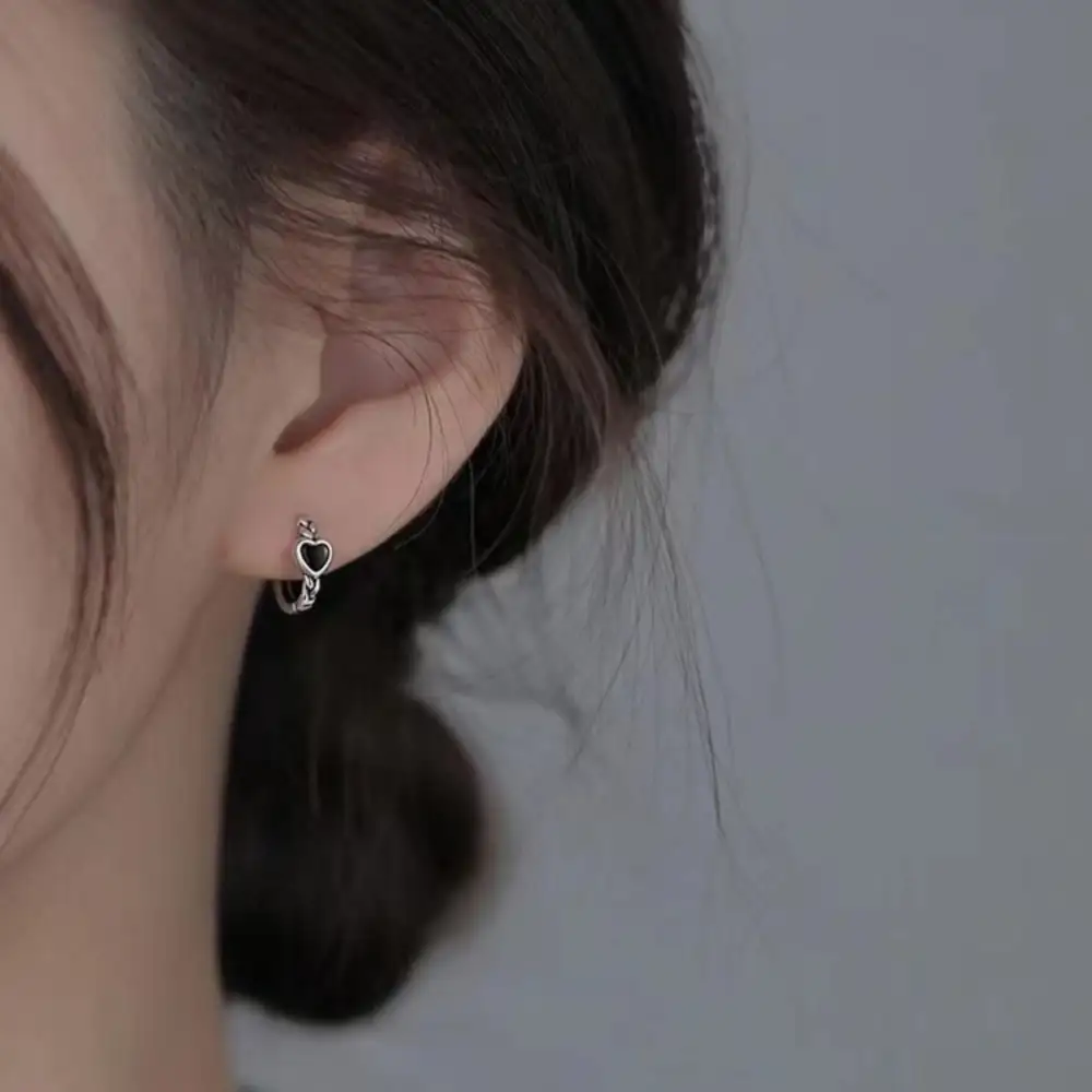 Sterling Silver Heart Hoop Earrings