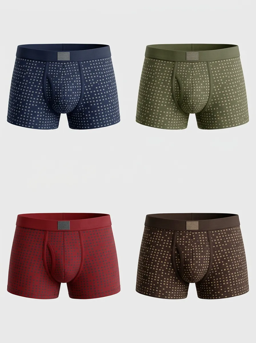 Men's Multicolor Geometric Patterned Boxer Briefs 4-Pack