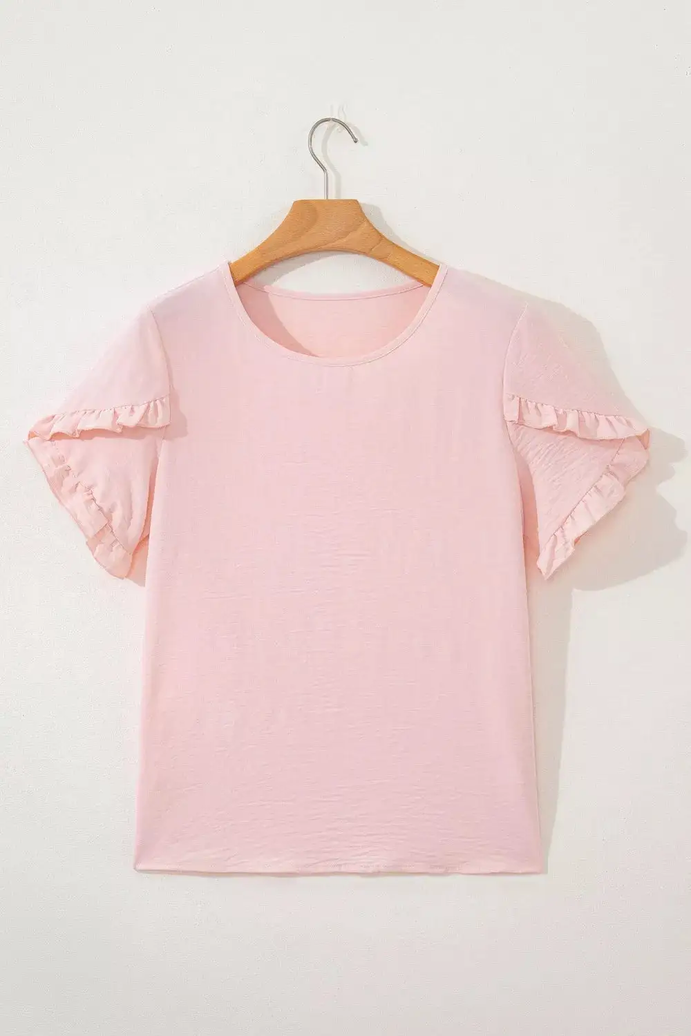 Ruffle Trim Short Sleeve Blouse