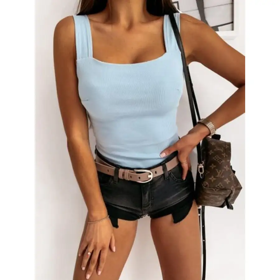 Wide-Strap Square-Neck Tank Top