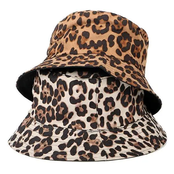 Suede Leopard-Print Bucket Hat 31882522C