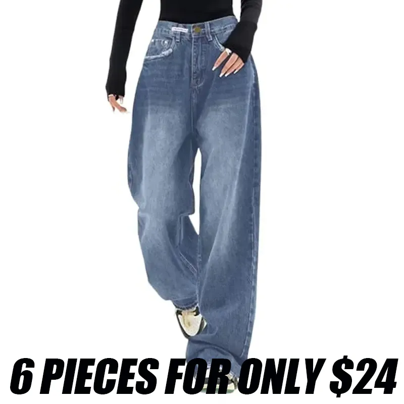 Women's low-rise loose wide-leg jeans