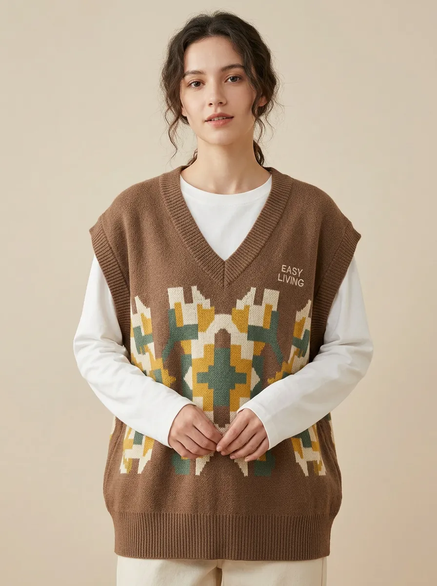 Easy Living Geometric Sweater Vest