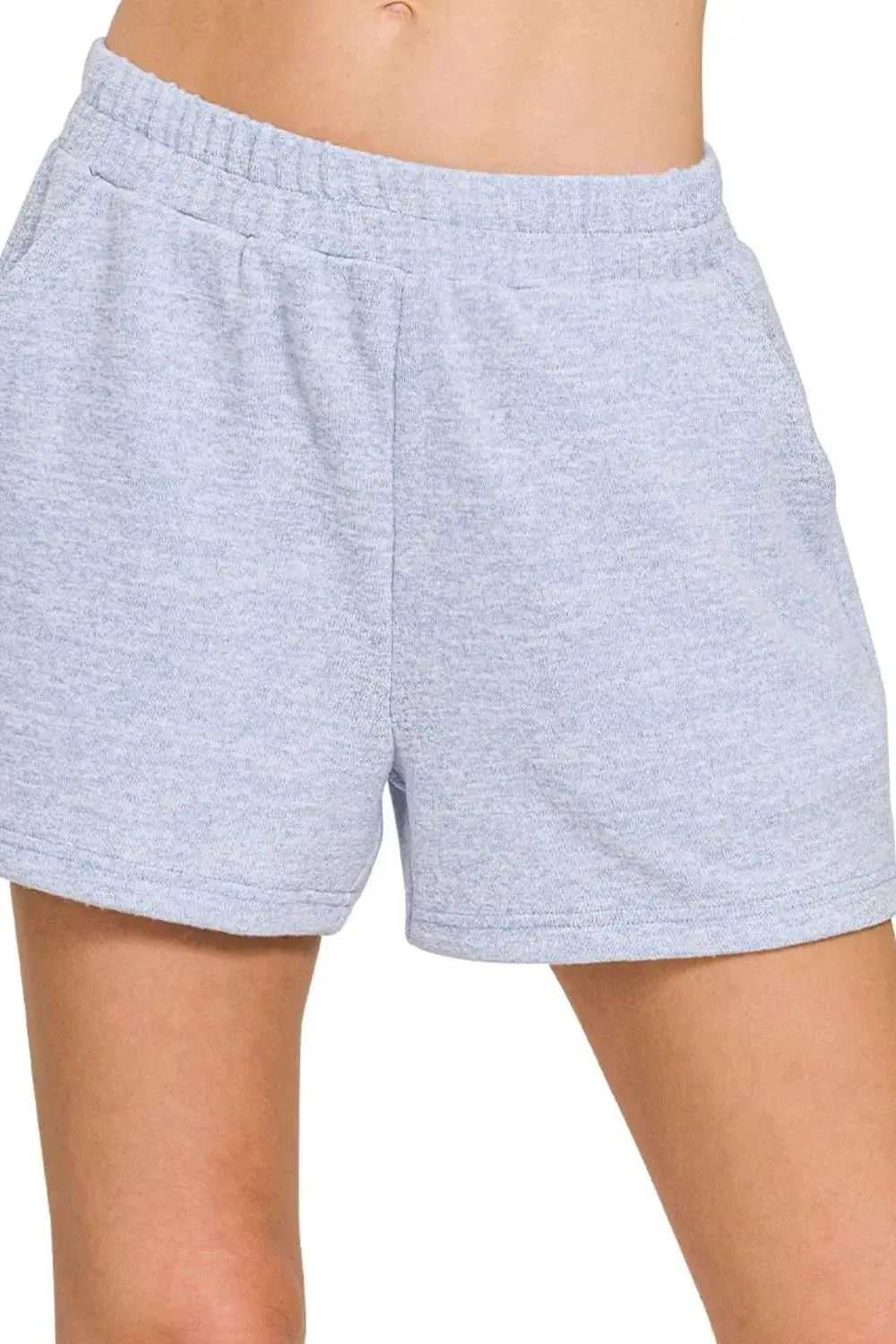 Soft Melange Hacci Elastic Waist Band Shorts