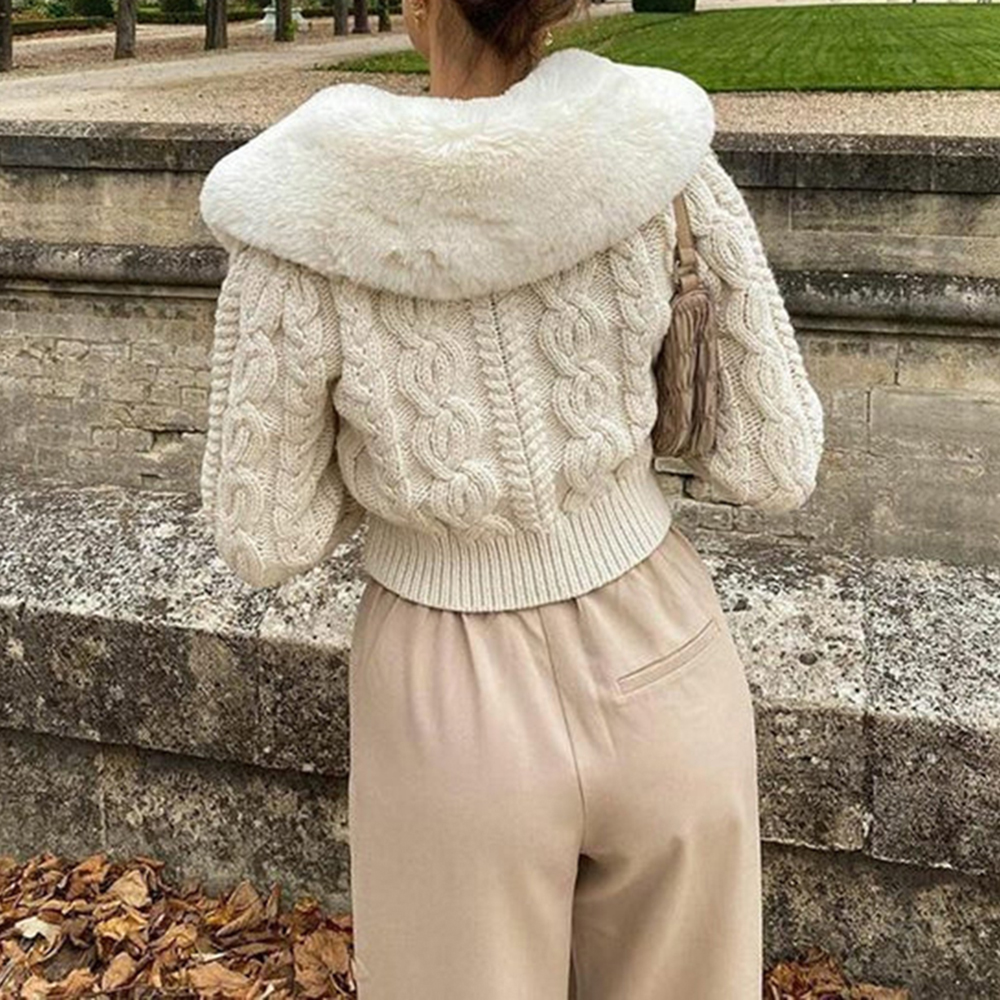 Faux Fur Knitted Cardigan