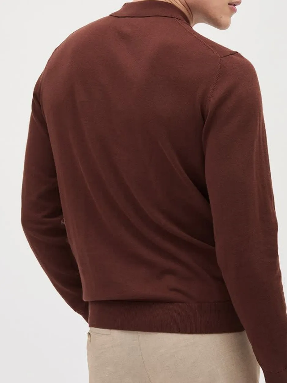 Intense Fudge Cotton Long-Sleeve Polo Sweater