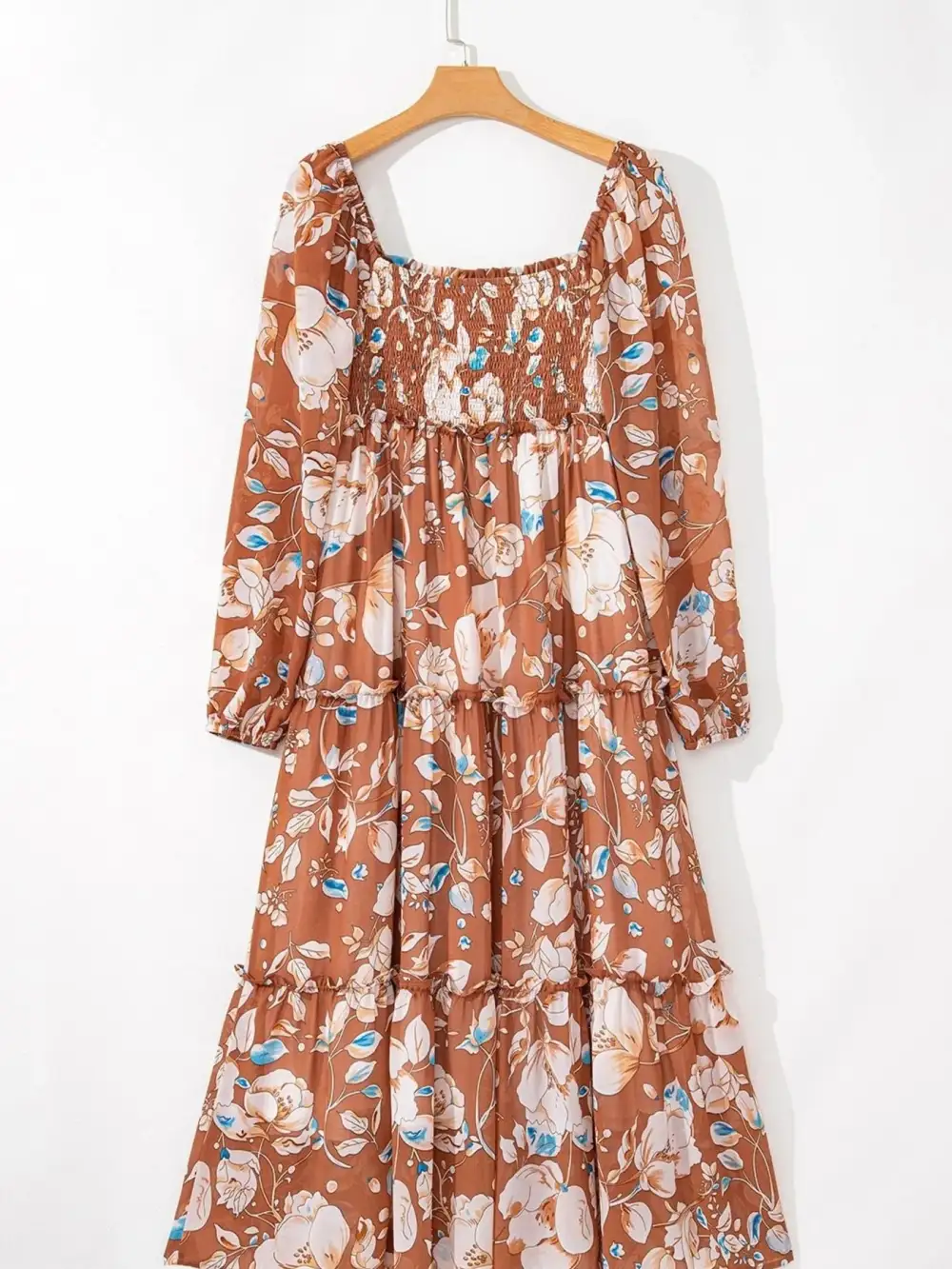 Printed Tiered Smocked Dress Casual