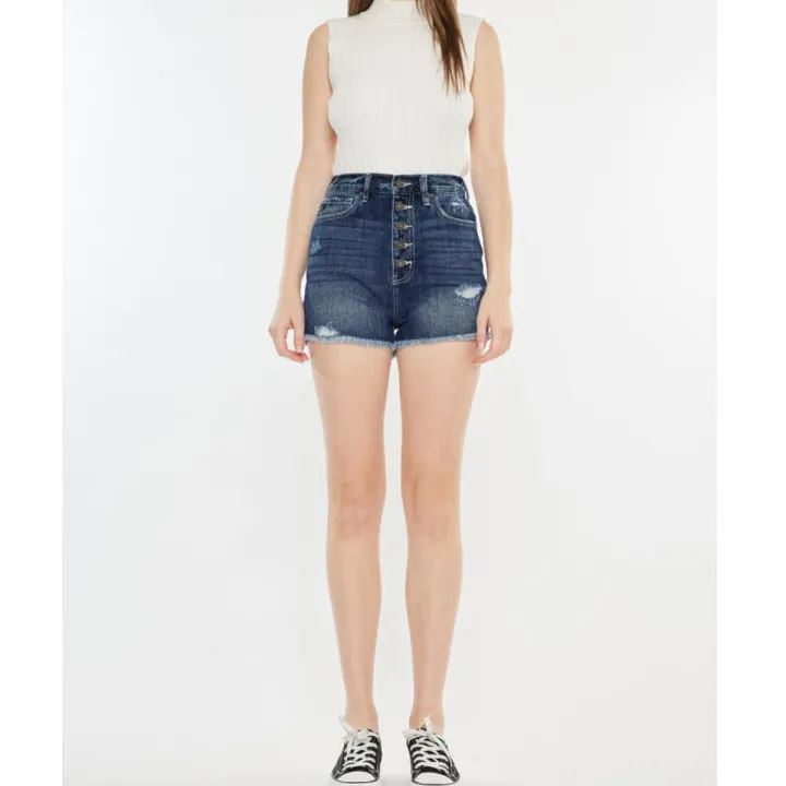 Raw Hem Button Fly Denim Shorts