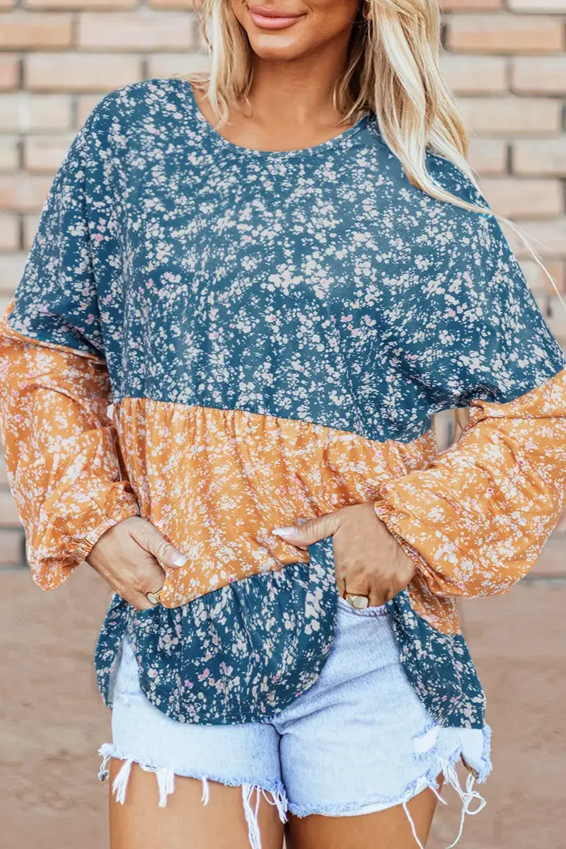 Floral Ruffled Hem Detail Blouse