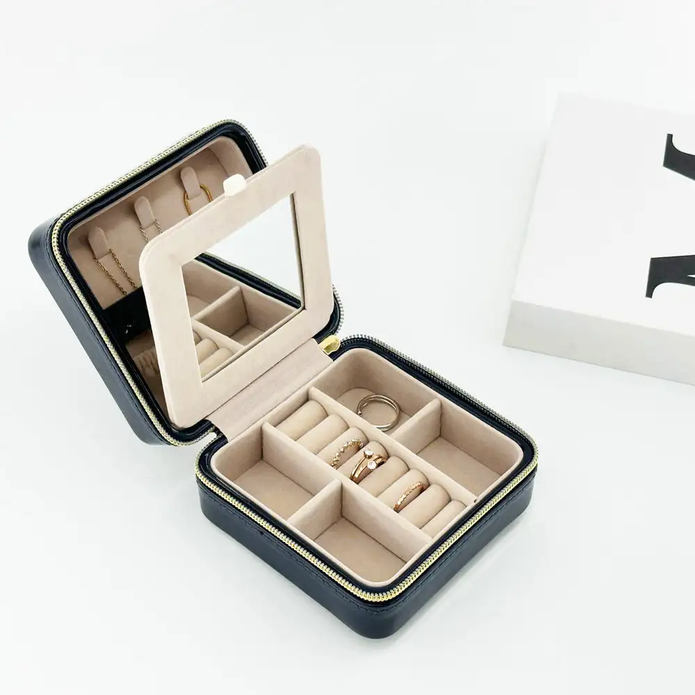 Mirror Lid Travel Jewelry Case
