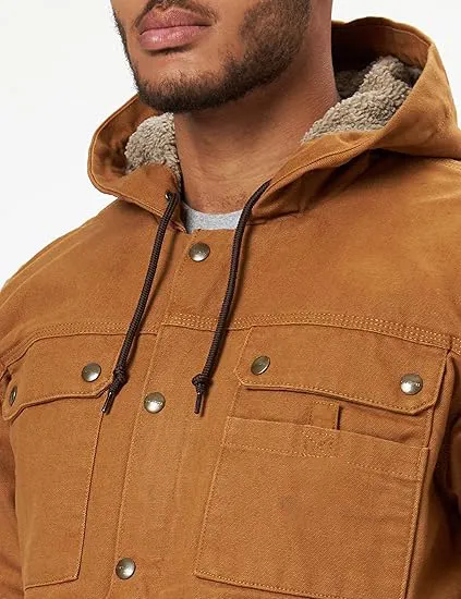 Men's Relaxed Fit Washed Duck Sherpa-Lined Utility Jacket