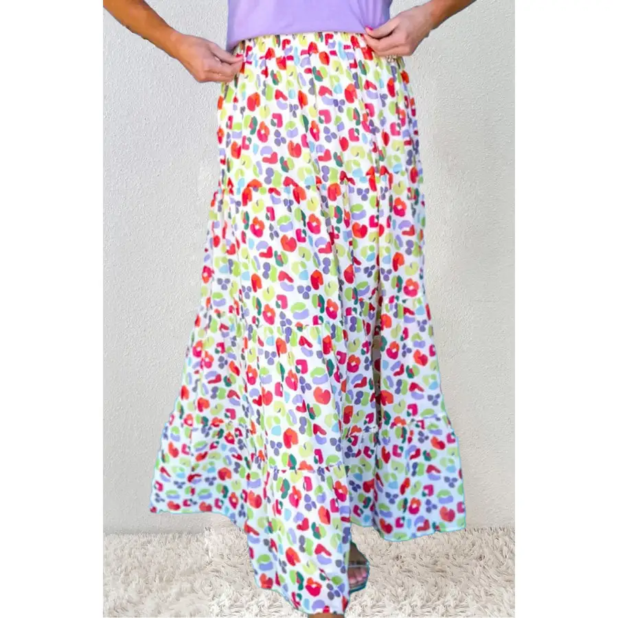 Printed Elastic Waist Skirt