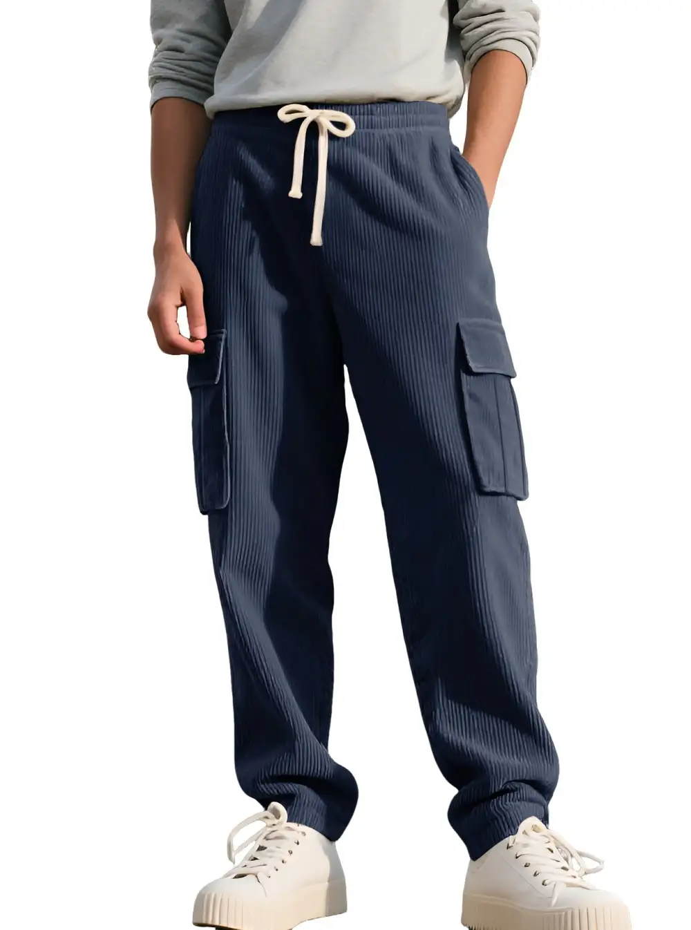 Men's Casual Utility Cargo Waistband Pockets Cargo Pants