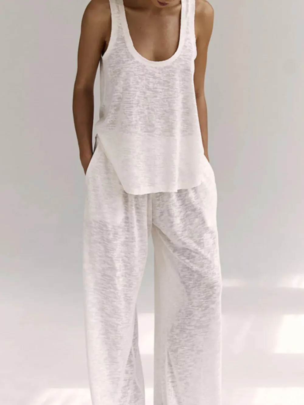 Wide Strap Tank and Pants Lounge Set