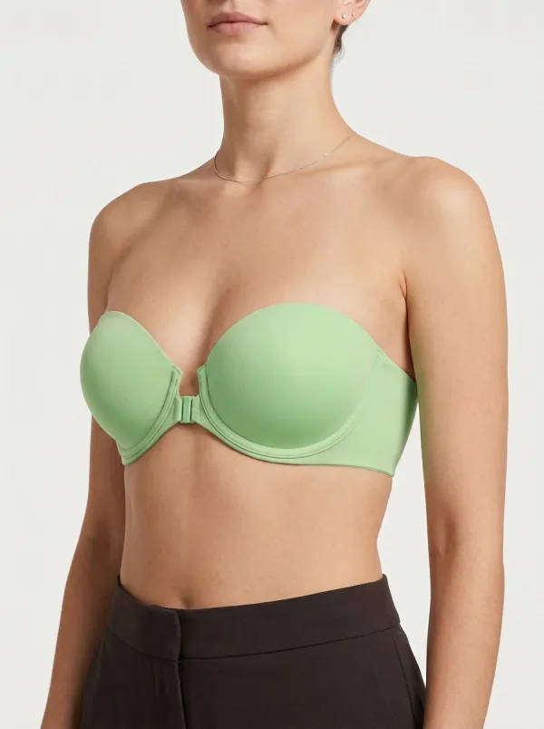 Women's Contoured-Cup Seamless Front-Closure Strapless Bra