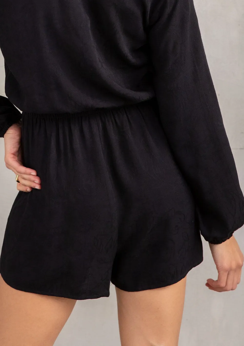 Half Button V-Neck Long Sleeve Romper