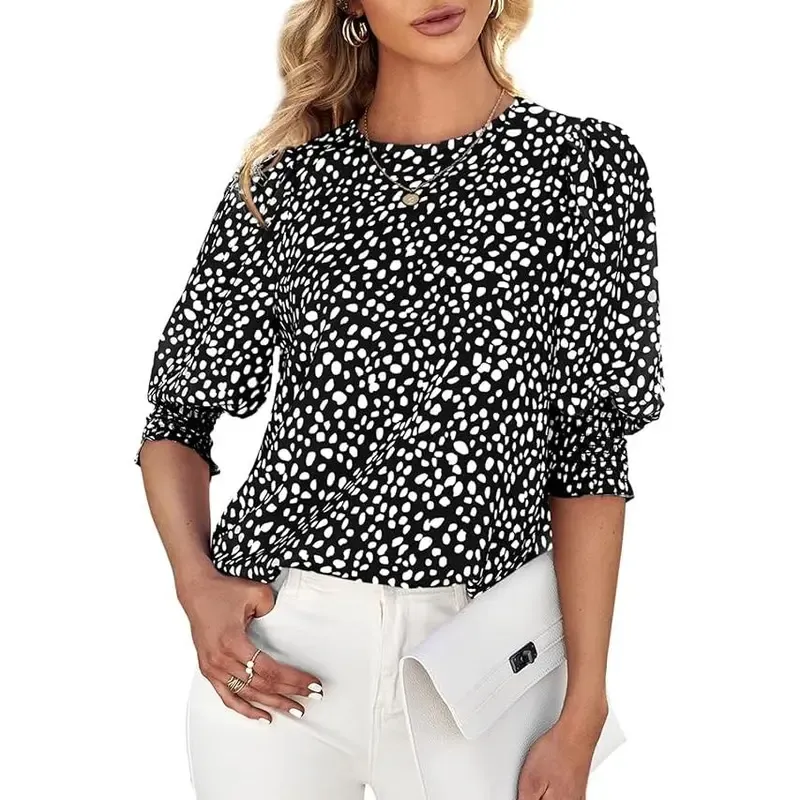 Women's Polka Dot 3/4 Sleeve Blouse